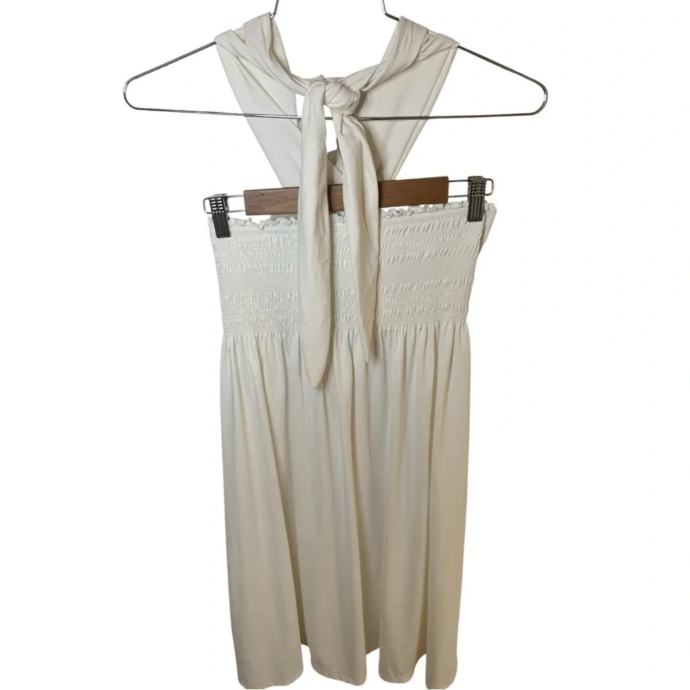 Title Nine White Twist Halter Swim Dress - Picture 4 of 7